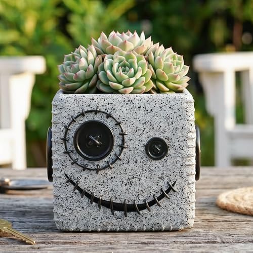 ArtCachet Halloween Button Face Monster Planter, Resin Pot with Drainage