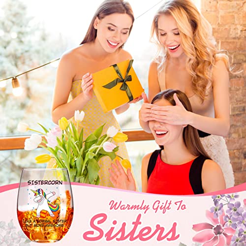 Patelai Sistercorn Cup 17Oz Stemless Wine Glasses For Red Or White Wine 17 Oz Sister Unicorn Wine Glass For Best Sister Xmas Birthday Gifts For Wine Lover (Unicorn) #TOP5