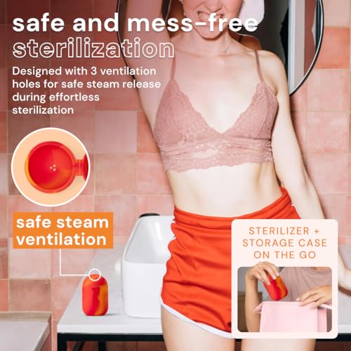 Image of Bodyotics Menstrual Disc Sterilizer & Cup Wash Case - Red & Orange | Portable Cleaner, Carry and Storage Container for Reusable Period Discs and Cups