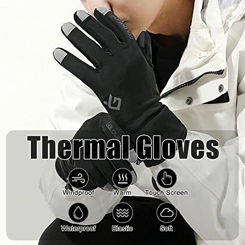 KKcare Luvas masculinas de inverno com tela sensível ao toque de lã antiderrapante à prova d'água t