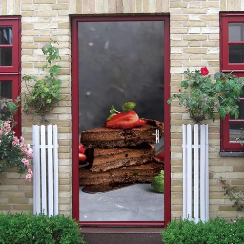 Pegatinas para Puertas de Pastel Door Stickers 3D Adhesivo Vinilo Pegatina Puerta Postre Murales Póster Decorativas de Pared Mural Papel Pintado 85x200 cm a.4342