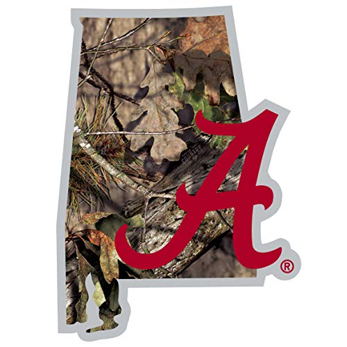 NCAA Alabama Crimson Tide State Decal w/Mossy Oak Camo, Green