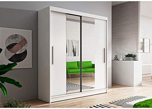 Checo Ltd STYLISH SLIDING WARDROBE !! BIG MIRRORS !! 120/150/204! (150 White, Without Leds)