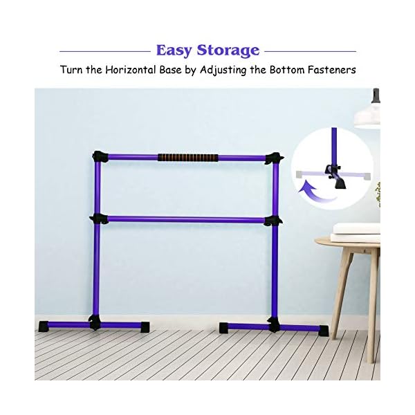 GOFLAME-Ballet-Barre-Portable-Double-Freestanding-Ballet-Barre-Adjustable-Heavy-Duty-Dancing-Stretching-Ballet-for-HomeDance-Barre-Fitness-Ballet-Bar GOFLAME Ballet Barre Portable Double, 4FT Freestanding Ballet Barre Adjustable, Heavy Duty Dancing Stretching Ballet Bar for Home, Dance Barre, Fitness Ballet Bar (Purple)