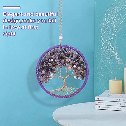 UTRUGAN Tree of Life Dream Catcher Glass Suncatcher Hanging Ornament Window Hanging Crystal Suncatcher Crystal Rainbow Suncatcher Glass for Homes, Garden, Shops, Bars and Cafes (Purple)
