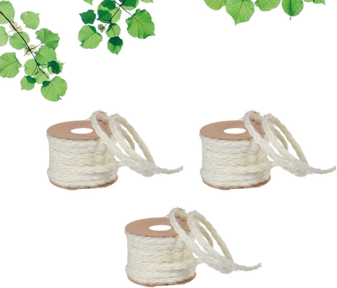 Natural White Jute Twine String Practical and Easy to Carry Lightweight Rope 3pcs for Crafts and Gardening for DIY Crafts and Gift Wrapping