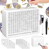 Homgaty Money Box Wooden,Money Saving Box Reusable Kids Money Box Saving Target with 500/800/1000/2000/3000/4000/5000/10,000 DIY 10PCS Target Stickers Piggy Bank for Adults（White）