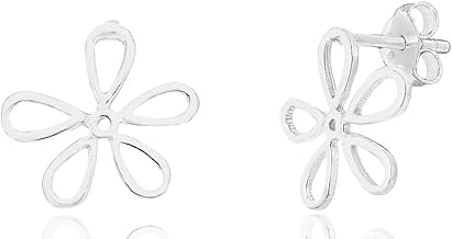 Women's 925 Sterling Silver Daisy Flower Earrings - Stud Clasp, Sterling Silver