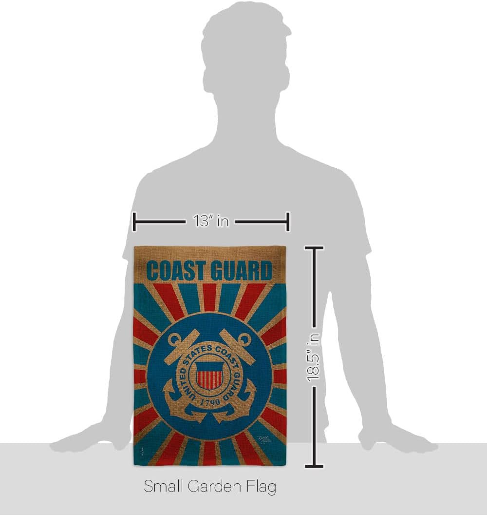 Coast Guard Burlap Garden Flag - Armed Forces USCG Semper Paratus United State American Military Veteran Retire Official - House Decoration Banner Small Yard Gift Double-Sided Made In USA 13 X 18.5