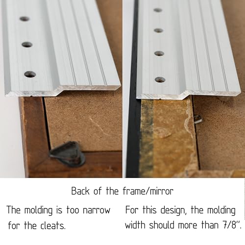 Image of French Cleat Hanger 50 inch Super Heavy Duty- Picture, Mirror, Whiteboard, Cabniet, Shelf, Pallet or Panel Interlocking Wall Mounting Bracket - Aluminum Z Bar Clip Hanger Supports 500 lbs 2 Pairs
