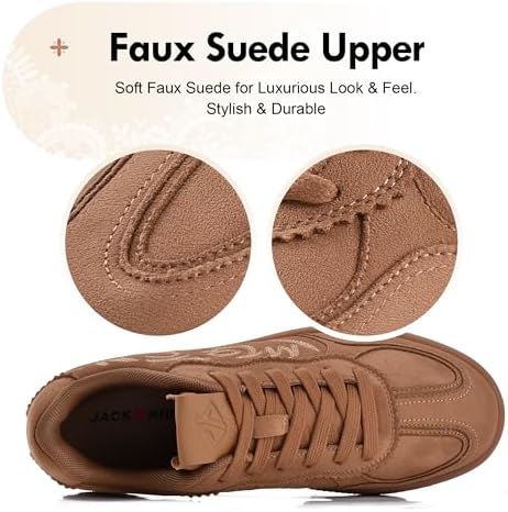 JACKSHIBO Women's Ribbon Lace-Up Fashion Sneakers Arch Support Gum Sole Tennis Walking Shoes with Memory Foam - Image 3