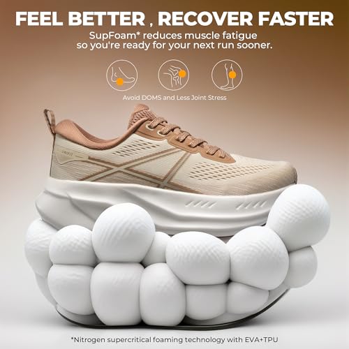 ALLSWIFIT Women's Road Running Shoes Walking Sneakers,Beige/Khaki,8 angle 3