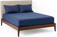 Decolab Jogo de Lençol Malha 100% Algodão Extra Macio - Roupa De Cama Antiácaro, Inclui Lençol Com Elástico (Forro) E Fronhas (Azul-marinho, Casal Simples)