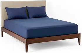 Decolab Jogo de Lençol Malha 100% Algodão Extra Macio - Roupa De Cama Antiácaro, Inclui Lençol Com Elástico (Forro) E Fronhas (Azul-marinho, Casal Simples)