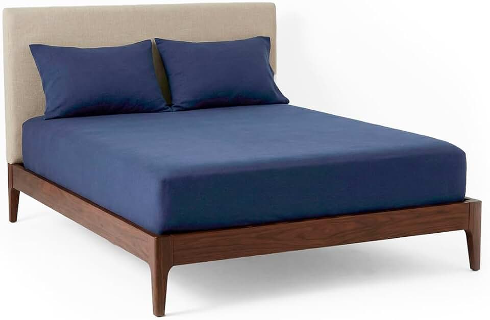 Decolab Jogo de Lençol Malha 100% Algodão Extra Macio - Roupa De Cama Antiácaro, Inclui Lençol Com Elástico (Forro) E Fronhas (Azul-marinho, Casal Simples)