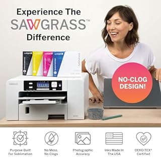 Sawgrass SG500 Sublimation Printer Bundle with Anti-Clog Technology | Only Printer Designed Exclusively for Sublimation | Includes 31mL SubliJet UHD Inks & TruePix Paper | Wi-Fi