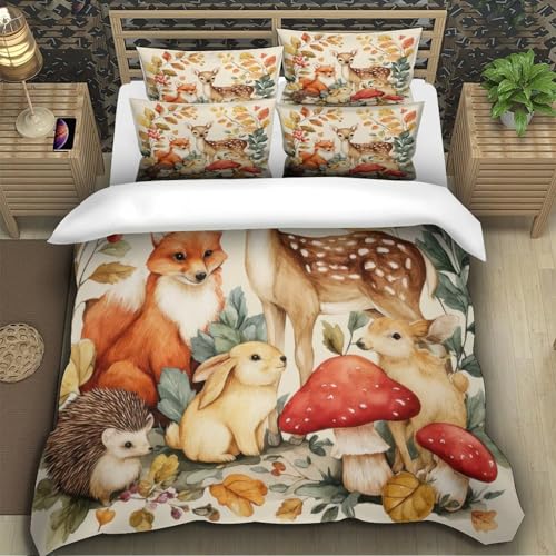 Housse de couette animaux de la forêt 140x200 microfibre
