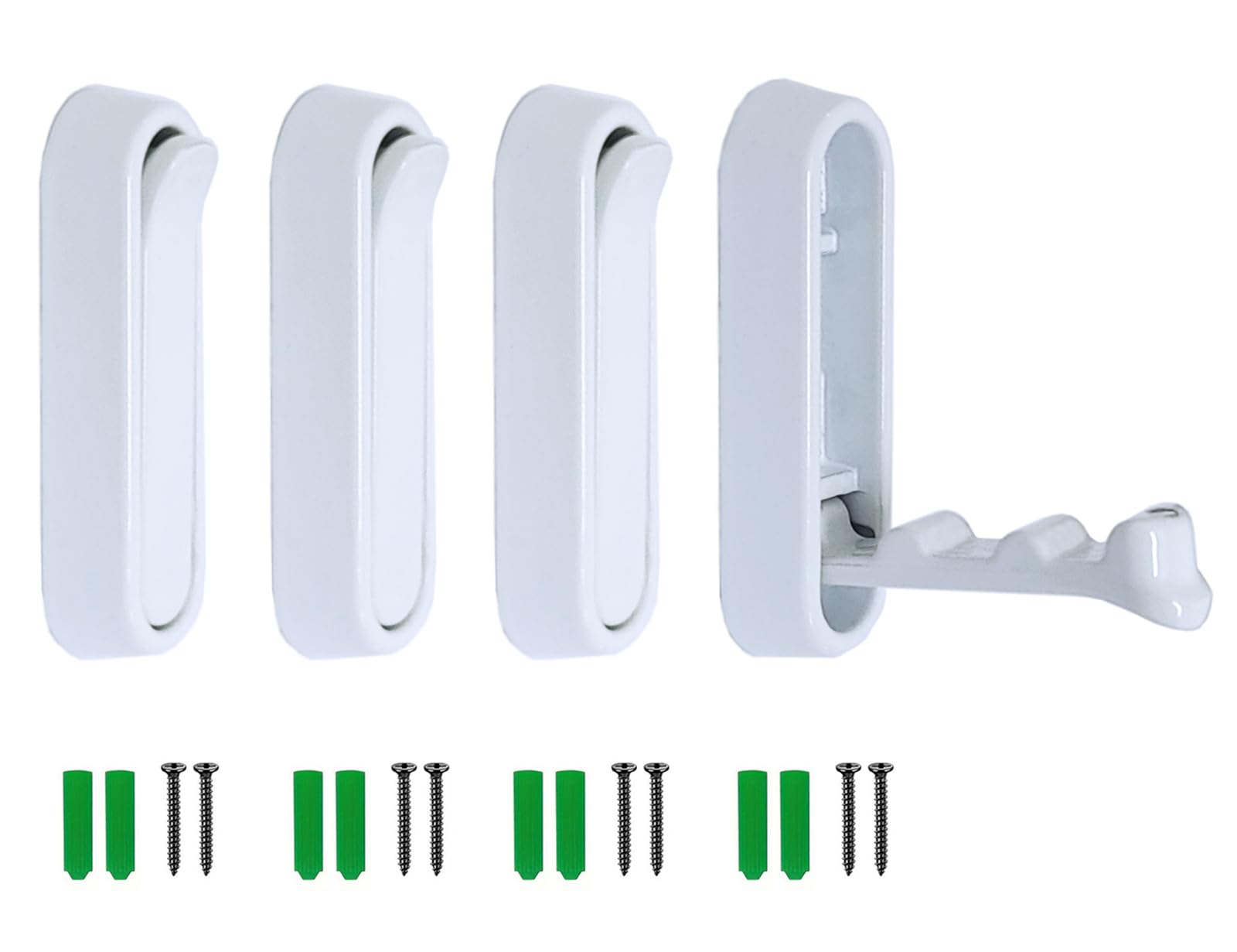 Lot de 4 crochets muraux pliables blancs de 7,1 cm en aluminium