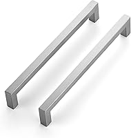 Ravinte 10-Pack 8 Inch Satin Nickel Square Cabinet Handles - Durable Brushed Nickel Pulls for Kitchen Drawers & Cupboards
