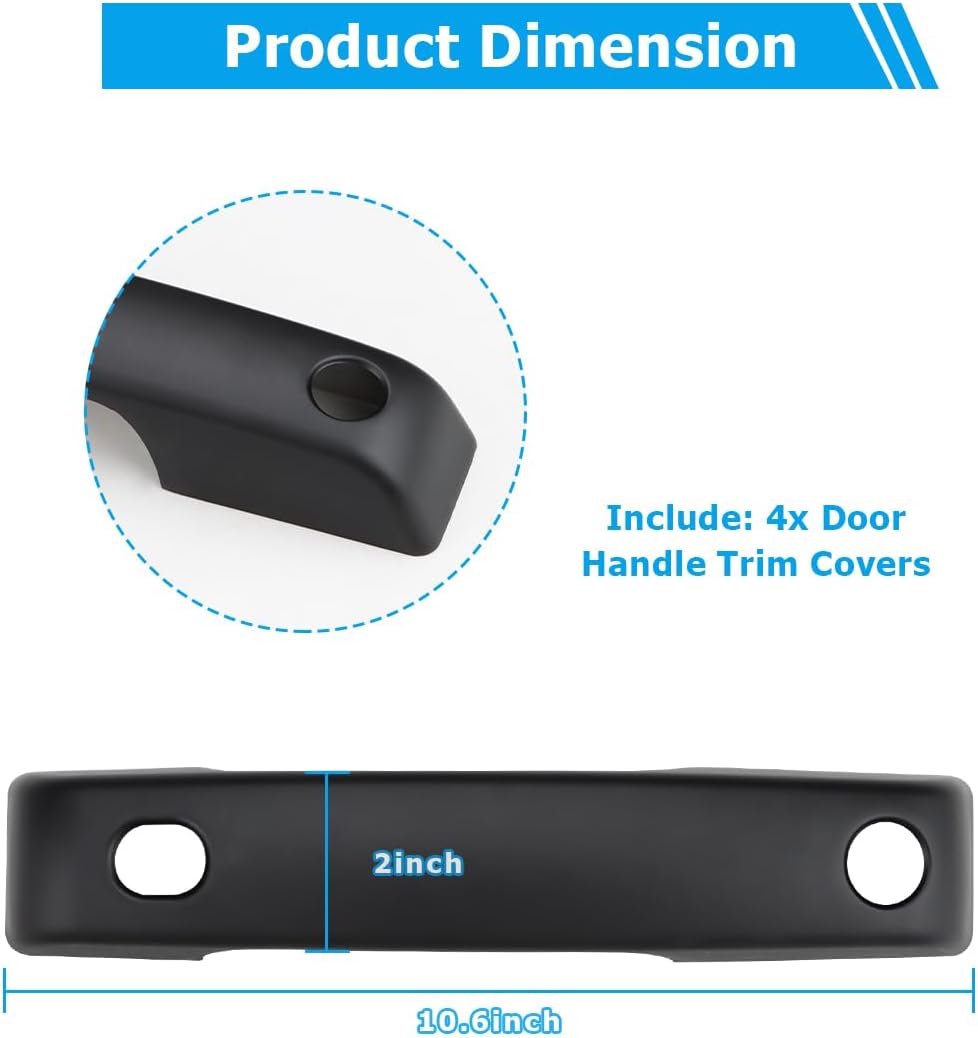 Exterior Door Handle Cover Compatible for Ford F150 2021 2022 2023 2024 Accessories Door Handle Protector Trim (with Key Hole and 2 Auto Sensor Holes, Matte Black)