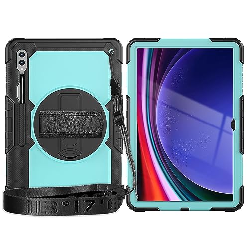 Étui rotatif Samsung Galaxy Tab S10 Ultra coque 14.6" avec protège-écran et porte-stylet bleu