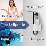 SAFETY+BEAUTY 3-in-1 Stainless Steel Double Toilet Paper Holder with Heavy Duty Grab Bar and Top Shelf for Wet Wipes, Napkins, Phone, Pad... (White, Right-Hand) - Image 9
