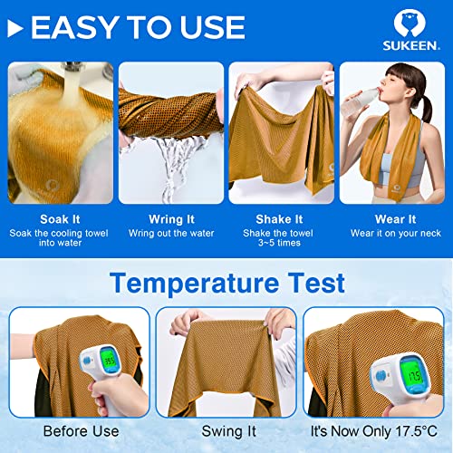 Sukeen Cooling Towel(40"X12") Microfiber Cool Towel,Soft Breathable Chilly Towel For Yoga, Golf, Gym, Camping, Running, Workout & More Activities (Dark Blue/Red Brown/Yellow/Orange) #TOP7