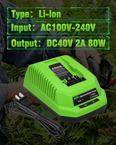 Image of 2Pack 40V 6.0Ah Replacement for Greenworks 40V Battery and Charger