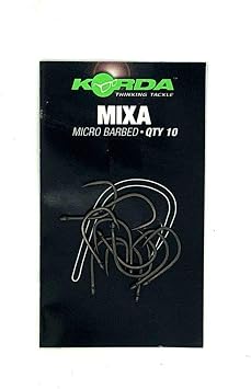 Korda Mixa Surface Hooks - Fishing Hook, Carbon Steel, Barbless, Short Shank, Super-Wide Gape, Beaked, Offset Point, Sizes 6 - 12, Black, 1 Piece