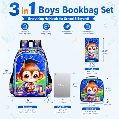 Image of AGSDON 3PCS Backpacks for Girls, 16 inch Elementary Kids Backpack Preschool School Bookbags and Lunch Box