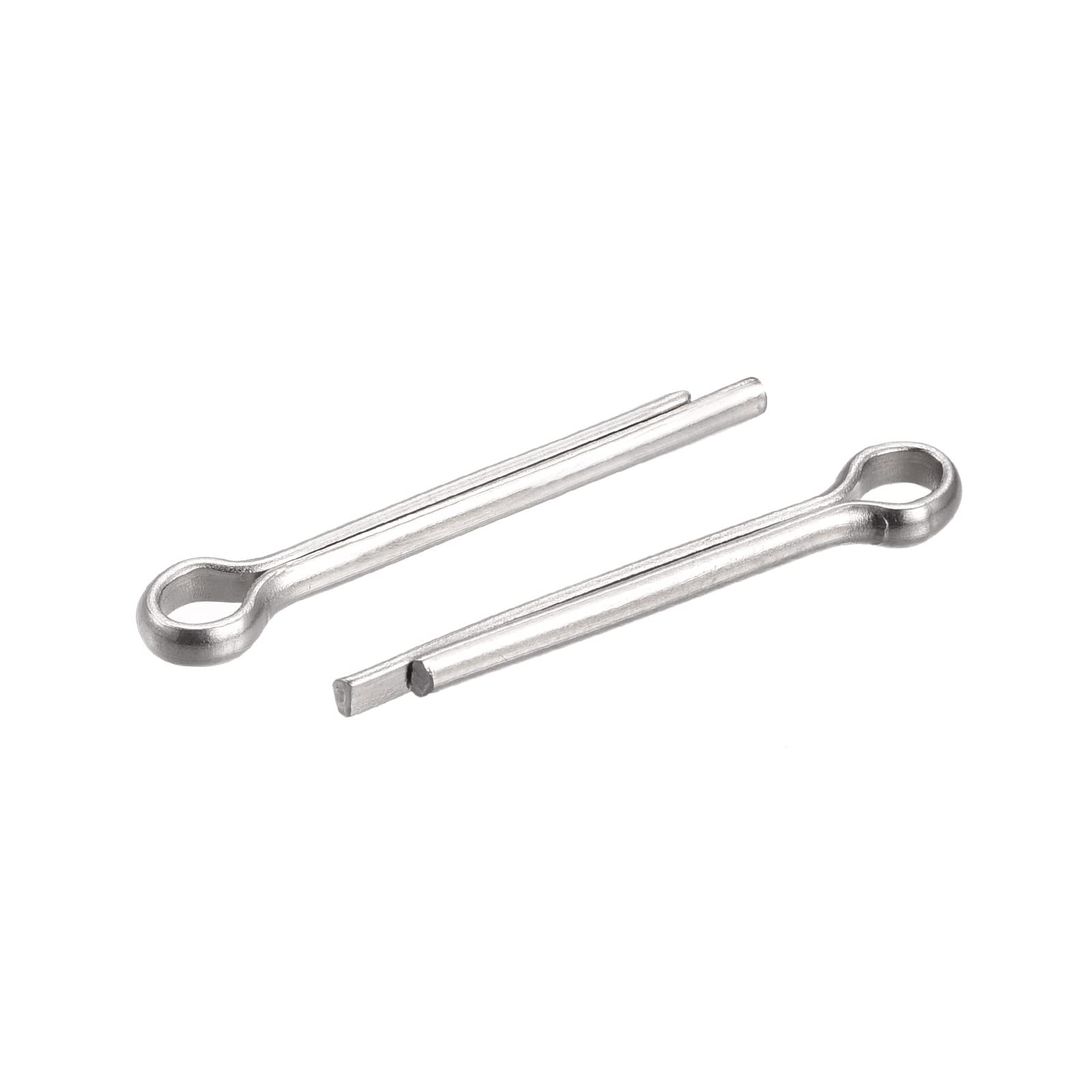 sourcing map Split Cotter Pin, 2.5mm x 20mm Stainless Steel Clip Fastener Fitting for Automotive, Mechanics, Silver Tone, 60Pcs
