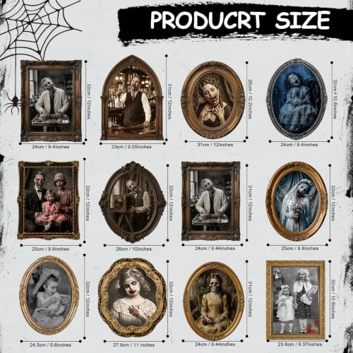 Halloween Decorations Indoor Scary 3D Changing Face Moving Portraits 12Pack — view 3