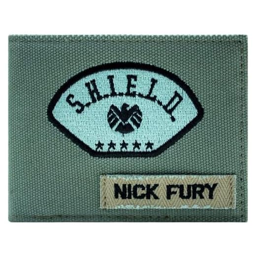 Superhero Avenger Force Shield Director Nick Fury Billetera/Cartera Bi-Fold ID & Tarjetero, Verde