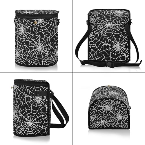 Image of Halloween Gray Spider Web Car Trash Can with Lid Waterproof Leak Proof Car Trash Bag Car Garbage Can for Headrest SUV Truck