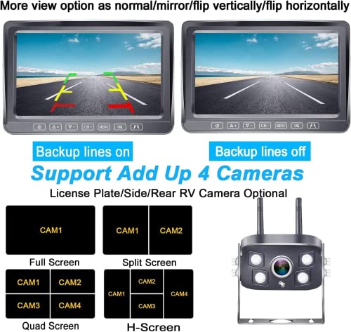 Rv Backup Camera Wireless Hd 1080P 2 Infrared Night Vision Bluetooth Rear View Cam 7‘’Dvr Touch Key Monitor Kit Adapter For Furrion Pre-Wired Rv Trailer Truck Camper Van Crane 4 Channels Sinuoer Y87 #TOP5
