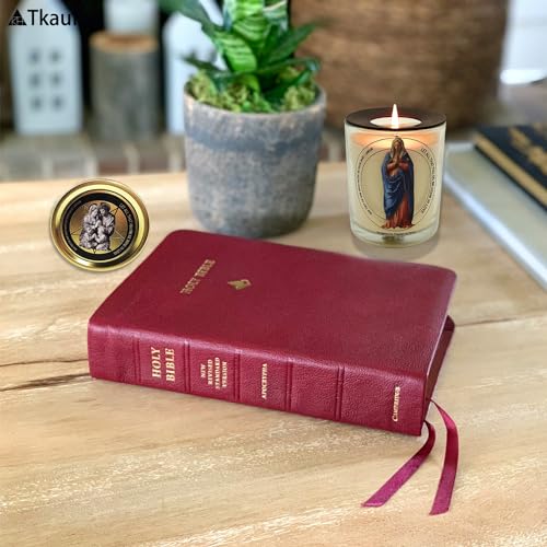 Tkaufen Unscented Glass Prayer Candles, Design in Paris, Devotional Candles, Saint Family Religions Decoration, Votive Candles for Prayer Altar, Church (2, Virgin Mary+Scared Prayer, 100 Hours) - Thumbnail 3