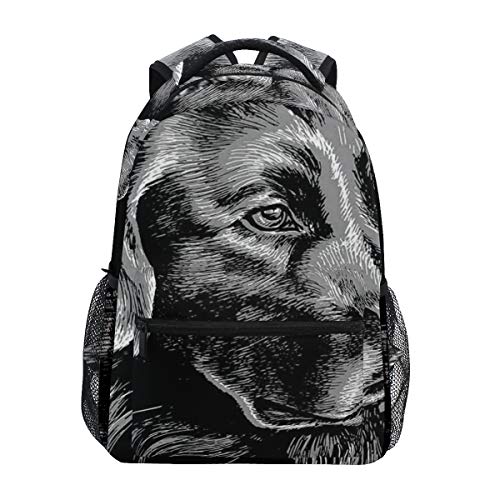 Preisvergleich Produktbild NR Neu Schultaschen Rucksäcken Freizeittasche,Künstlerisches Skizzen-Porträt des Retriever-Welpen mit ruhigem Gesichts-bestem Freund-Muster