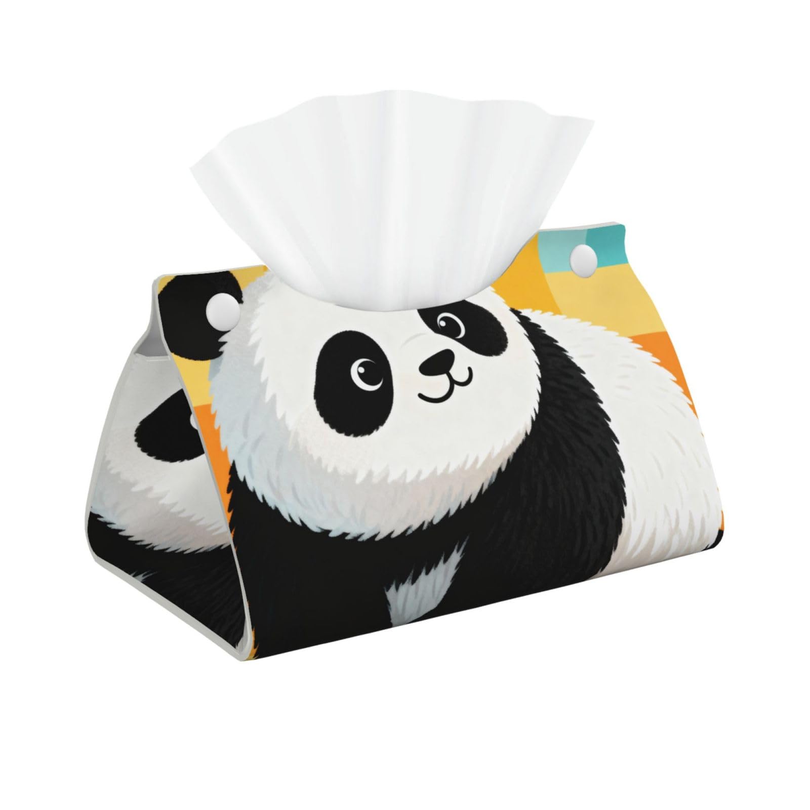 Panda Long Leather Tissue Box Cover-Waterproof PU Leather Tissue Holder for Bathroom, Decorative Rectangular Tissue Case