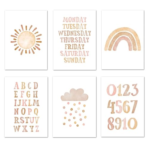 HEPENG - Póster educativo ABC para quarto infantil (21 x 30 cm, A4)