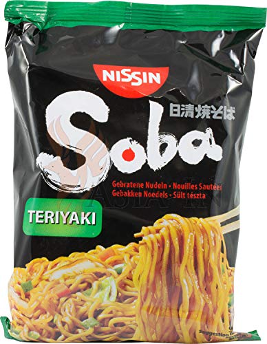 Nissin Teriyaki Soba - Pasta aromática (110 g, grano largo asiático, 100 g)