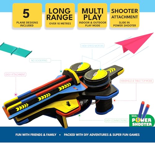 Image of Be Cre8v Motorized Plane Launcher & Power Shooter Kit - DIY STEAM Educational Toy for Kids Age 8-9-10-11-12-13-14 Years