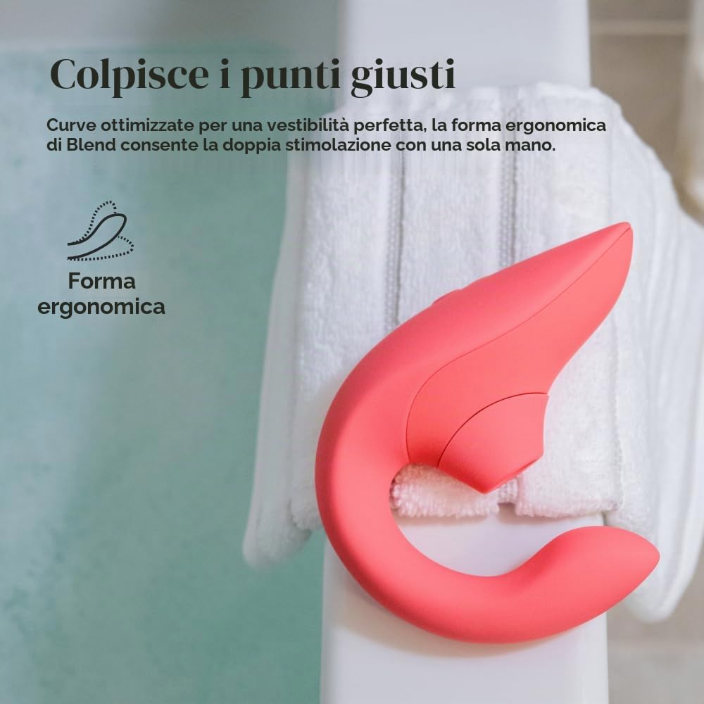 Womanizer Blend Vibratore Rabbit Stimolatore Doppio, Stimolazione Clitoridea Pleasure Air, Vibrazione per il Punto G e Risucchio del Clitoride, Sex Toy per Donne, Impermeabile e Ricaricabile - Rosa