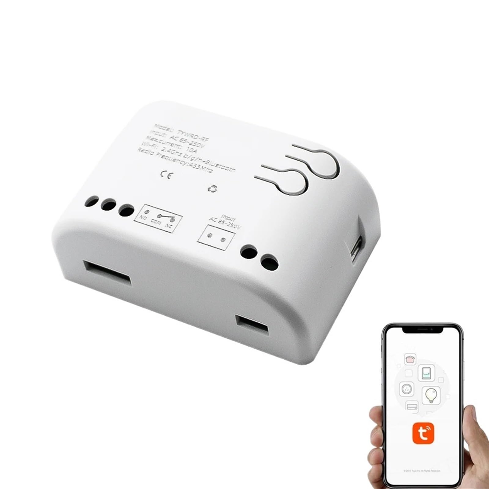 Receptor De Canal 1/2/4 Con WiFi, CA, CC 7-32 V, 85-250 V, 12 V, 24 V Y 220 V, Relé De 10 A Y 16 A For Módulo De Interruptor Inteligente De 1/2/4 Canales, Control Inalámbrico.(2CH 85-250V Shell)