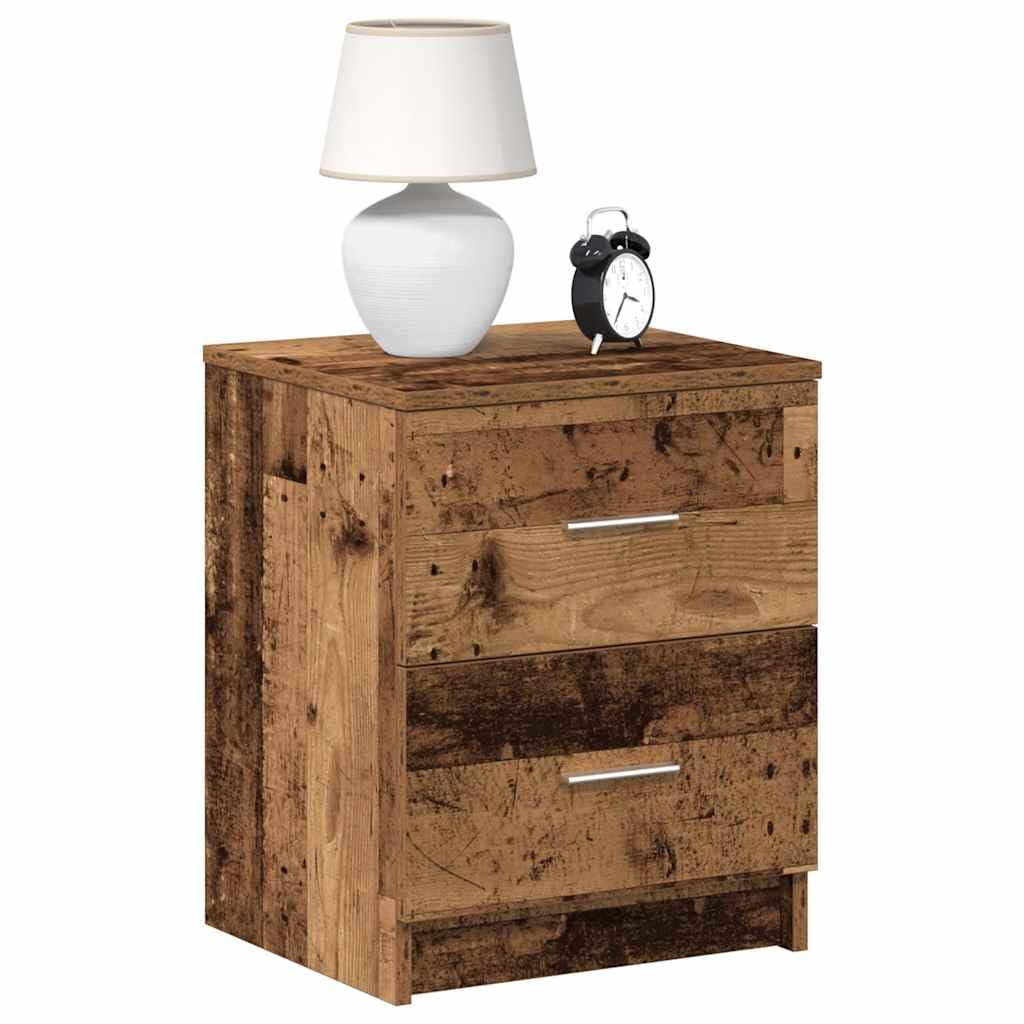 SXZenSpace 858800 Bedside Cabinets 2 pcs with Drawers Old Wood 40x36x50 cm Tables Cabinet Side End Table Nightstand Storage Organizer Home Stand for Bedroom