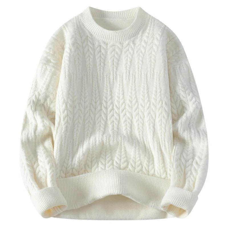Autumn Winter Knit Pullovers Men Solid Color O-Neck Knitted Sweater Loose Warm Pullover Sweaters4