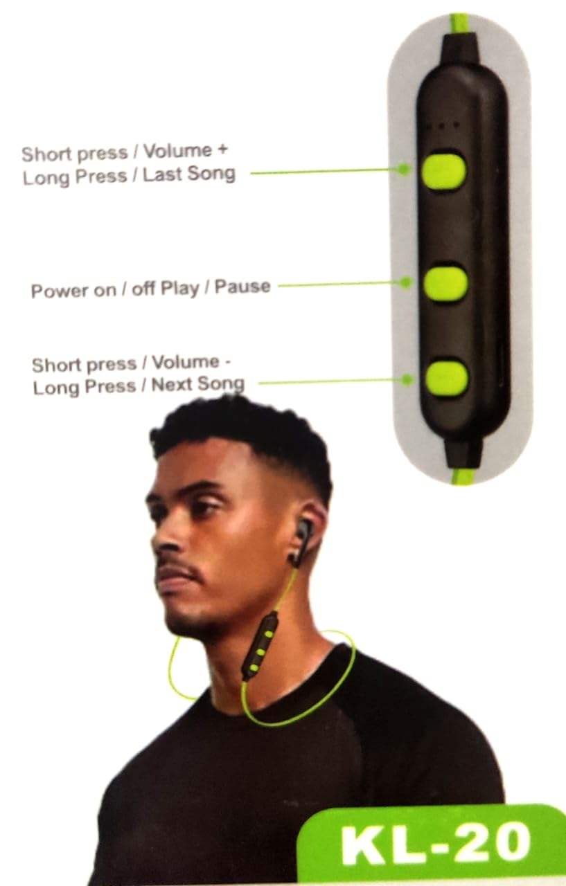 Wireless Neckband Special Quality 20 Hours | Bluetooth 5.2 Connects 2 Device Simultaneously Wireless Range 10M (Green)