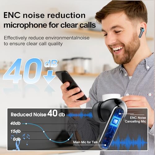 Wireless Earbuds, 48Hrs Bluetooth 5.3 Headphone in Ear with 4 ENC Mics - 2