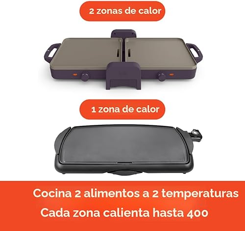 Miniatura 4 de BELLA Plancha de 10"x 20" de cerámica plegable y con almacenamiento, doble temperatura, apta para cualquier cocina, revestimiento antiadherente