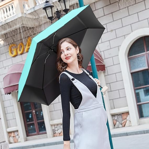 Image of SNKR ESSENTIALS HEMOVIA Mini Umbrella with Case for Men & Women (Manual Open) Compact Travelling Umbrella, Polyester & UV Protection Fabric for Summer Use in Rain & Summer- 6 Frame