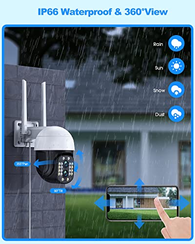 10X Hybrid Zoom Security Camera Outdoor, 4Mp 2K Dual Lens Wifi Security Camera With Spotlight Night Vision, Pan & Tilt 360° View, Motion Detection, Siren, 2-Way Talk, Cloud & Sd Card Storage #TOP5